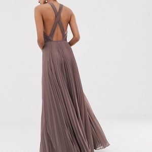 ASOS Soft Lavender Pleated cross back Maxi Dress